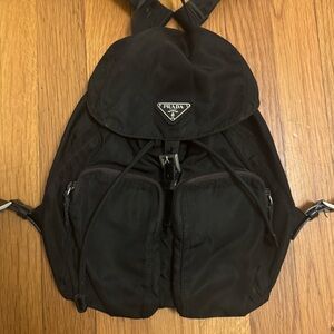 Prada Black tessuto nylon mini Backpack with leather straps
